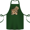 Steampunk Skull With Moustache Cotton Apron 100% Organic Forest Green