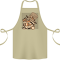 Steampunk Skull With Moustache Cotton Apron 100% Organic Khaki