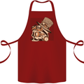 Steampunk Skull With Moustache Cotton Apron 100% Organic Maroon