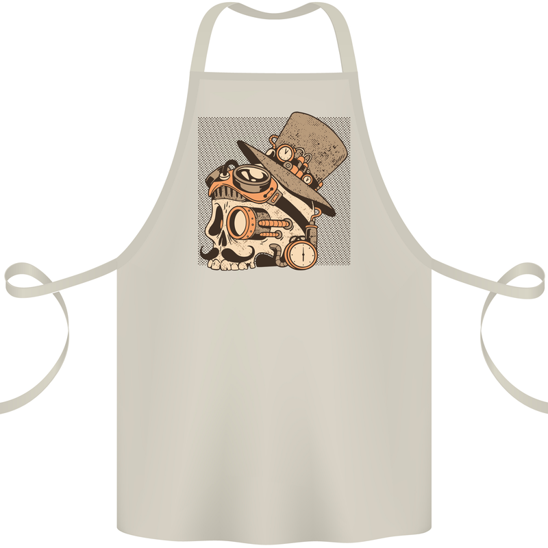 Steampunk Skull With Moustache Cotton Apron 100% Organic Natural