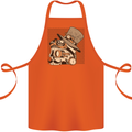 Steampunk Skull With Moustache Cotton Apron 100% Organic Orange