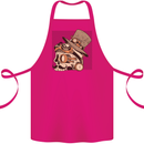Steampunk Skull With Moustache Cotton Apron 100% Organic Pink