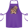 Steampunk Skull With Moustache Cotton Apron 100% Organic Purple