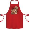 Steampunk Skull With Moustache Cotton Apron 100% Organic Red