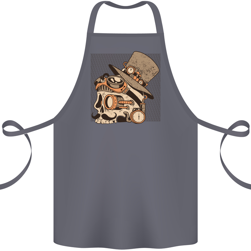 Steampunk Skull With Moustache Cotton Apron 100% Organic Steel