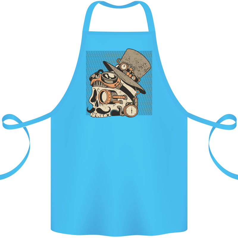Steampunk Skull With Moustache Cotton Apron 100% Organic Turquoise