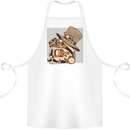 Steampunk Skull With Moustache Cotton Apron 100% Organic White