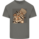 Steampunk Skull With Moustache Kids T-Shirt Childrens Charcoal