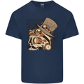 Steampunk Skull With Moustache Kids T-Shirt Childrens Navy Blue
