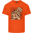 Steampunk Skull With Moustache Kids T-Shirt Childrens Orange