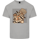 Steampunk Skull With Moustache Kids T-Shirt Childrens Sports Grey