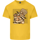 Steampunk Skull With Moustache Kids T-Shirt Childrens Yellow
