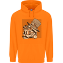 Steampunk Skull With Moustache Mens 80% Cotton Hoodie Orange