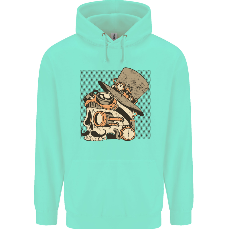Steampunk Skull With Moustache Mens 80% Cotton Hoodie Peppermint