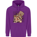 Steampunk Skull With Moustache Mens 80% Cotton Hoodie Purple
