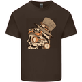 Steampunk Skull With Moustache Mens Cotton T-Shirt Tee Top Dark Chocolate