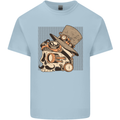 Steampunk Skull With Moustache Mens Cotton T-Shirt Tee Top Light Blue
