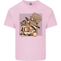 Steampunk Skull With Moustache Mens Cotton T-Shirt Tee Top Light Pink