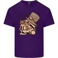 Steampunk Skull With Moustache Mens Cotton T-Shirt Tee Top Purple