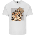 Steampunk Skull With Moustache Mens Cotton T-Shirt Tee Top White