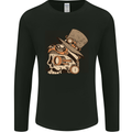 Steampunk Skull With Moustache Mens Long Sleeve T-Shirt Black