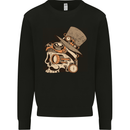 Steampunk Skull With Moustache Mens Sweatshirt Jumper Black