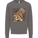 Steampunk Skull With Moustache Mens Sweatshirt Jumper Charcoal
