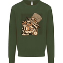 Steampunk Skull With Moustache Mens Sweatshirt Jumper Forest Green