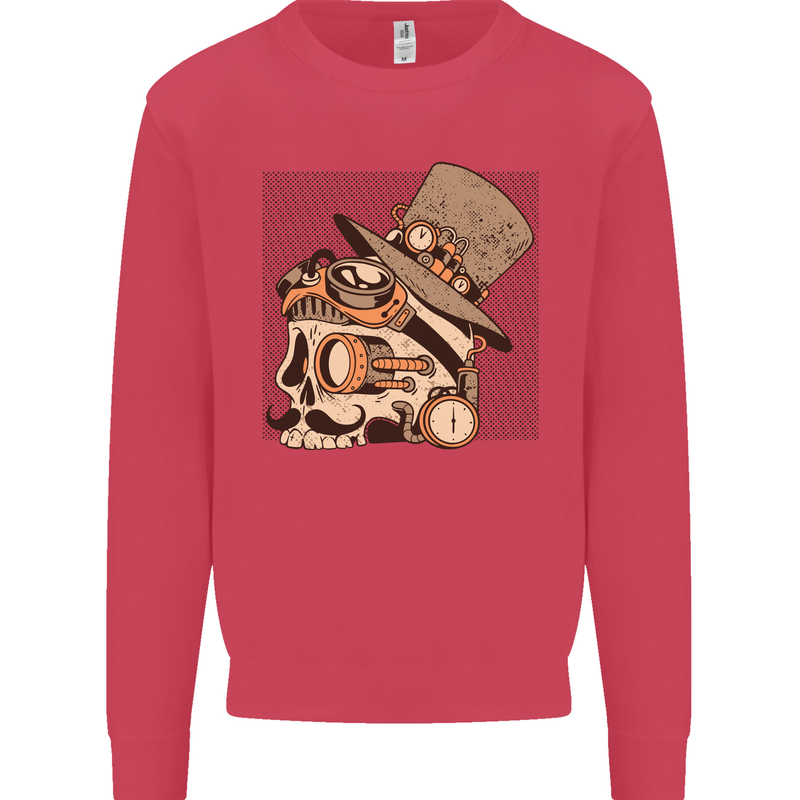 Steampunk Skull With Moustache Mens Sweatshirt Jumper Heliconia