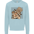 Steampunk Skull With Moustache Mens Sweatshirt Jumper Light Blue