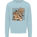 Steampunk Skull With Moustache Mens Sweatshirt Jumper Light Blue