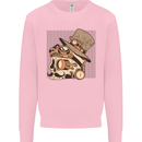 Steampunk Skull With Moustache Mens Sweatshirt Jumper Light Pink