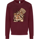 Steampunk Skull With Moustache Mens Sweatshirt Jumper Maroon