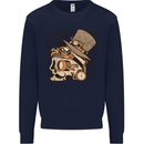 Steampunk Skull With Moustache Mens Sweatshirt Jumper Navy Blue