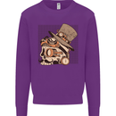 Steampunk Skull With Moustache Mens Sweatshirt Jumper Purple