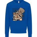 Steampunk Skull With Moustache Mens Sweatshirt Jumper Royal Blue