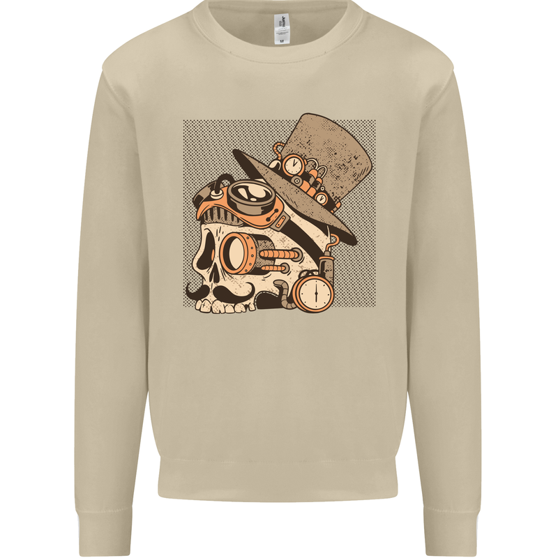 Steampunk Skull With Moustache Mens Sweatshirt Jumper Sand