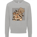 Steampunk Skull With Moustache Mens Sweatshirt Jumper Sports Grey