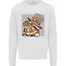 Steampunk Skull With Moustache Mens Sweatshirt Jumper White