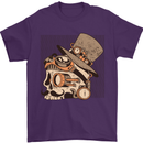 Steampunk Skull With Moustache Mens T-Shirt Cotton Gildan Purple