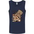 Steampunk Skull With Moustache Mens Vest Tank Top Navy Blue