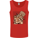 Steampunk Skull With Moustache Mens Vest Tank Top Red