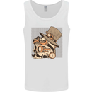 Steampunk Skull With Moustache Mens Vest Tank Top White