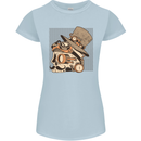 Steampunk Skull With Moustache Womens Petite Cut T-Shirt Light Blue