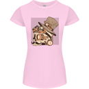 Steampunk Skull With Moustache Womens Petite Cut T-Shirt Light Pink