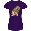 Steampunk Skull With Moustache Womens Petite Cut T-Shirt Purple