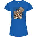 Steampunk Skull With Moustache Womens Petite Cut T-Shirt Royal Blue