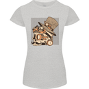 Steampunk Skull With Moustache Womens Petite Cut T-Shirt Sports Grey