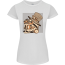 Steampunk Skull With Moustache Womens Petite Cut T-Shirt White