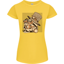 Steampunk Skull With Moustache Womens Petite Cut T-Shirt Yellow
